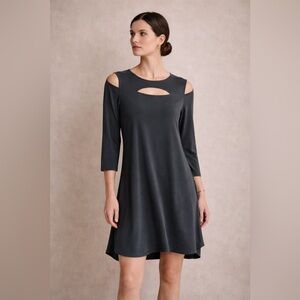 Sympli Grand Green Tunic Dress Cutout Front Made in Canada M